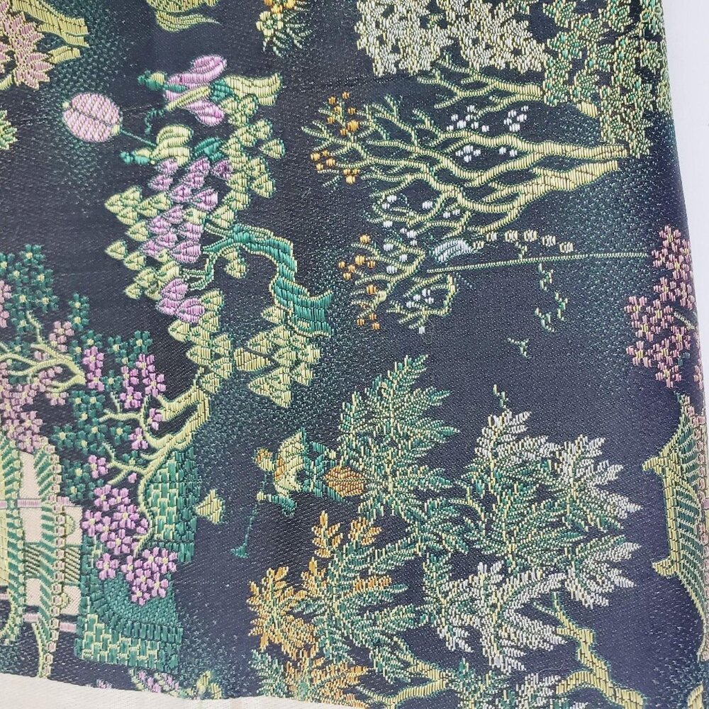 Vtg 100% Silk Brocade Jacquard Fabric By Yard - Picture 5 of 6